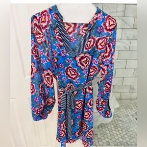 Cabi dress with tie. Has a detachable slip to wear underneath.